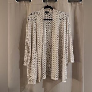 Olivia Blu Open Crochet Knit Cardigan Sweater - Cream